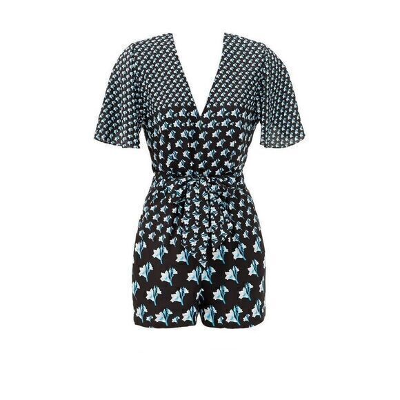 REBECCA MINKOFF Floral Flutter Sleeve Romper